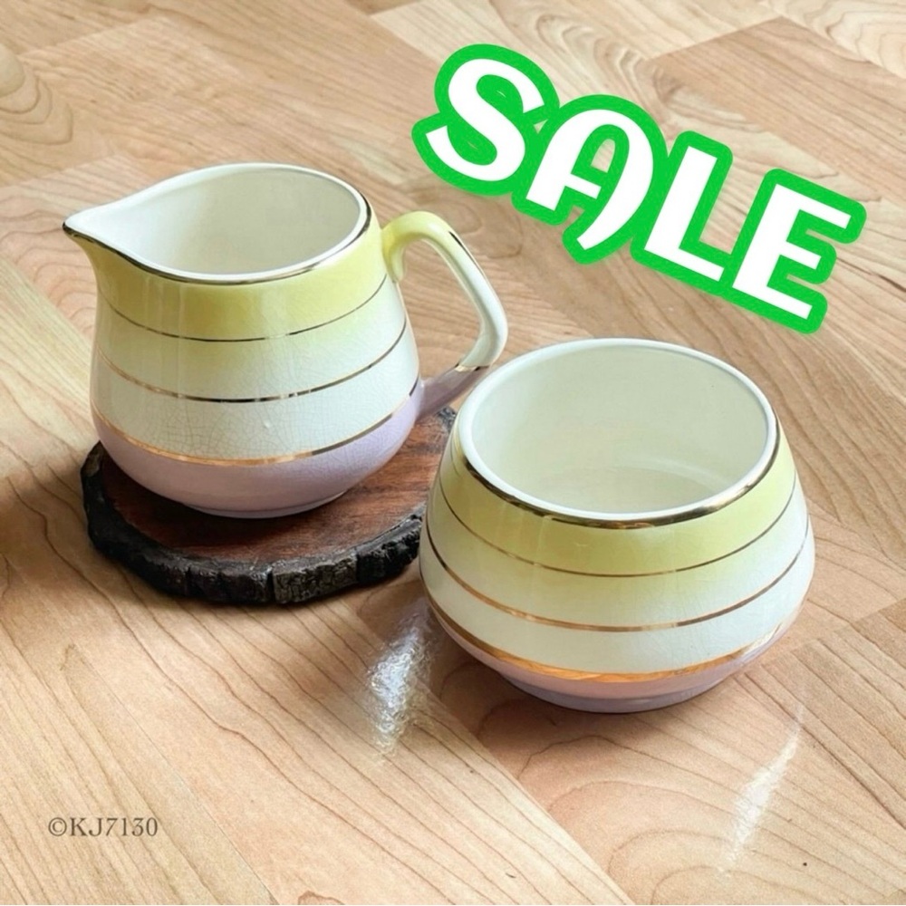 Vintage 1960s Ringway Sugar Bowl Sugar Pot & Creamer Set